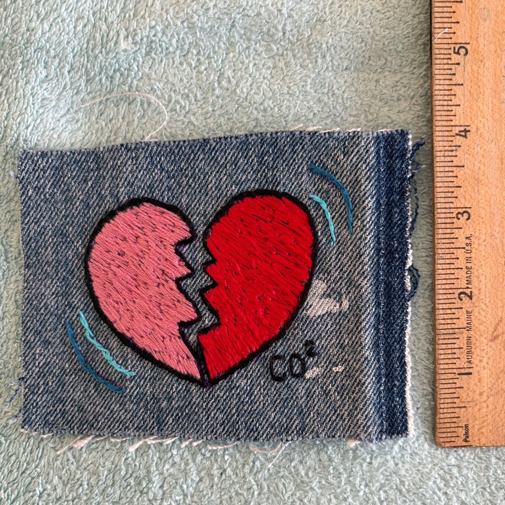 Heart Embroidered Denim Patch